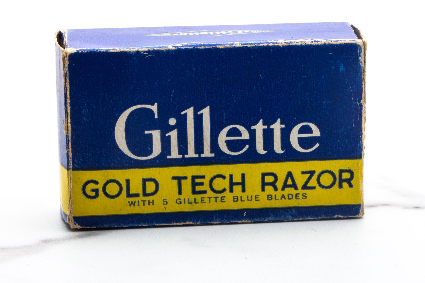 1946-53 Gillette Gold Fat Handle Tech in Blue & Gold Shipper with Original Case | New Old Stock