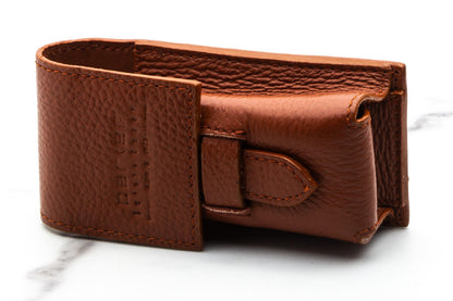 Parker |  Saddle Brown Leather Shaving Brush Travel Case