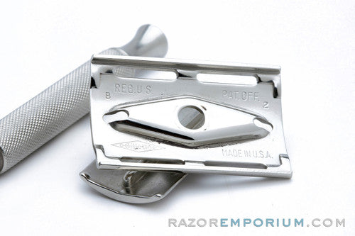 1956 Gillette Ball End Tech DE Safety Razor Factory Nickel Revamp