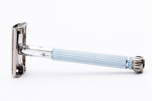 1968 N4 Gillette Blue Star Lady Gillette Double Edge Safety Razor | Factory Nickel Revamp