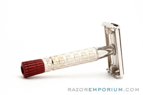1955 A3 Gillette Red Tip Heavy Super Speed DE Safety Razor | Rhodium Revamp