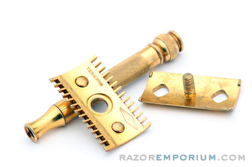1930's Gillette Goodwill Ball End Gold DE Safety Razor