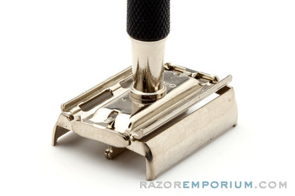 1983 D2 Gillette Black Handle Super Speed Safety Razor | Factory Nickel Revamp