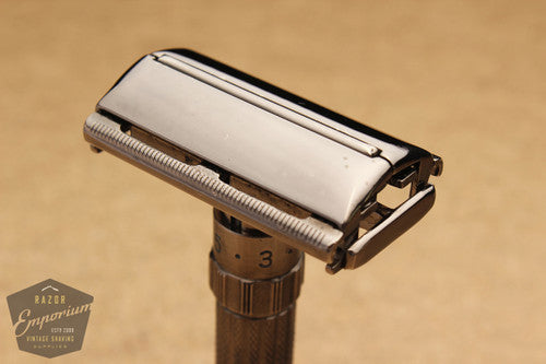 Gillette 1958 Fatboy Adjustable Safety Razor D4 * Gun Metal Nickel REVAMPED