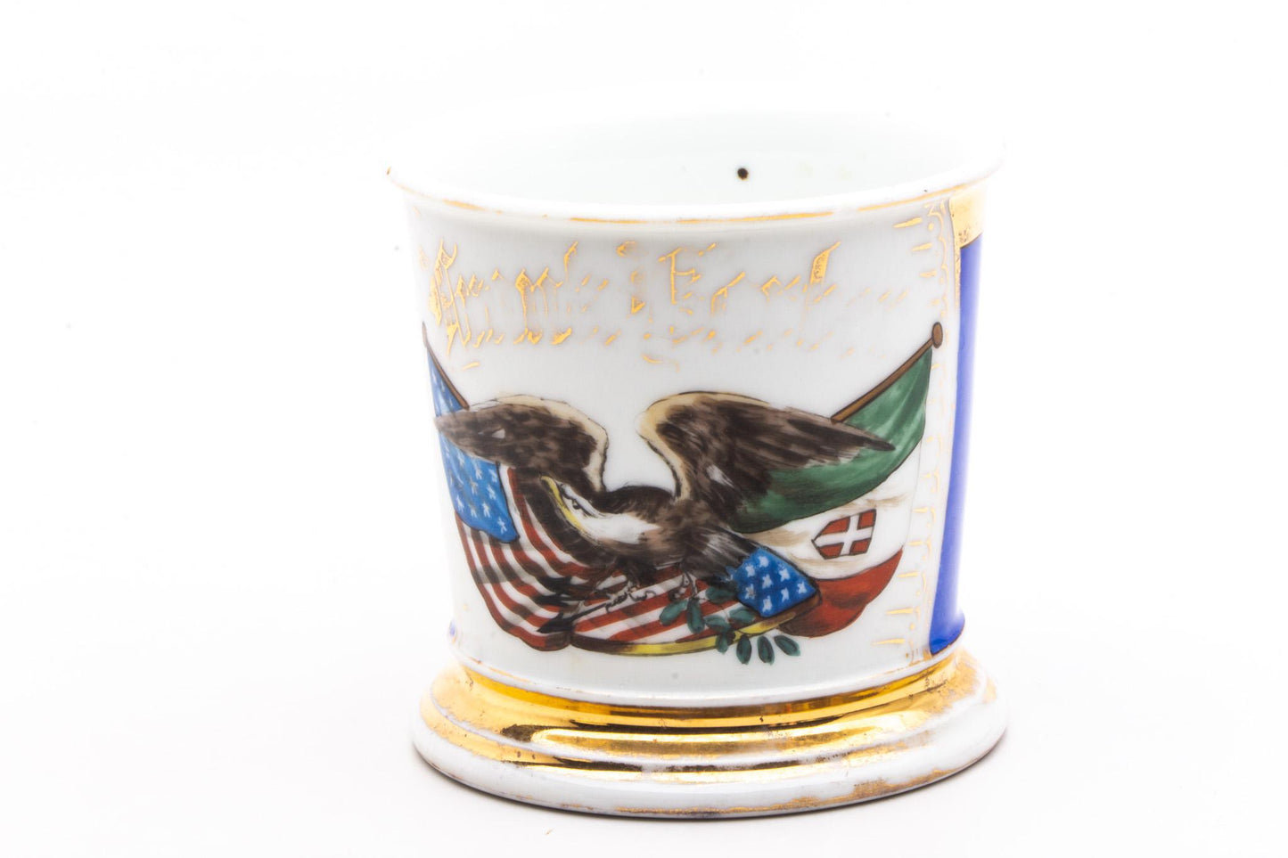 Vintage Hand Painted 1863 Military Mug with Eagle & Flags
