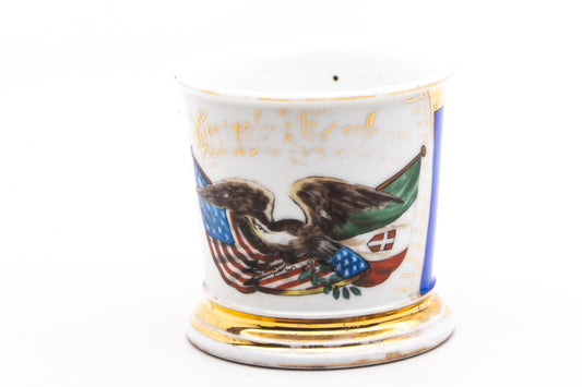 Vintage Hand Painted 1863 Military Mug with Eagle & Flags
