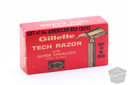 Gillette 1965 Red Cross Ball End Tech Safety Razor Set