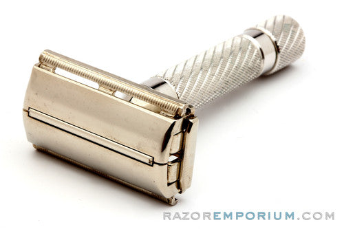 1948-51 Gillette Executive DE Safety Razor in Ostrich Leather Case with Blade Dispenser