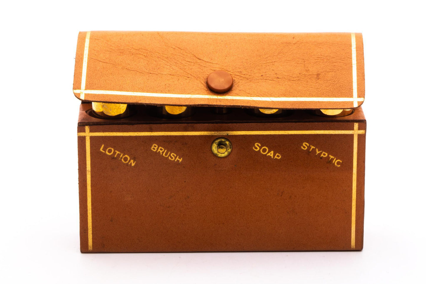 Gillette Gold Ball End Tech Leather Travel Shave Set | Original Condition