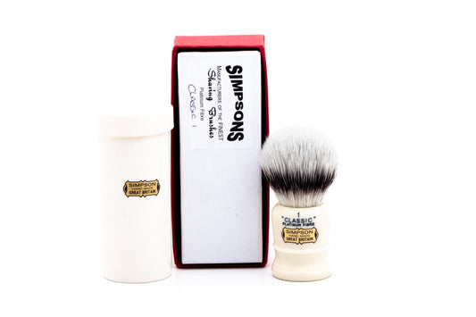 Simpsons | Classic 1 Platinum Fibre Synthetic Shaving Brush with Travel Tube