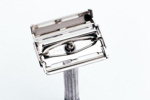 1957 C2 Gillette Blue Tip Light DE Super Speed Razor | Factory Nickel Revamp