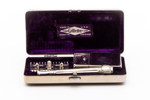 1900's Gillette Silver ABC Pocket Edition Shell Handle Double Edge Saftey Razor