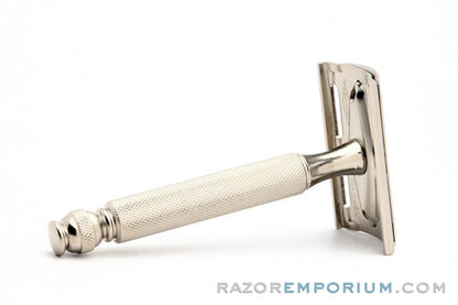 1957 Gillette Ball End Tech DE Safety Razor Factory Nickel - C3