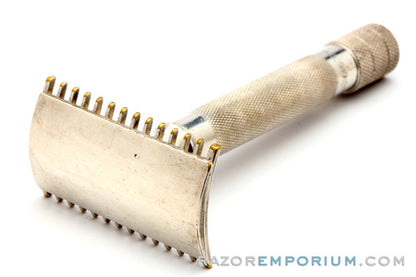 1905 Gillette Single Ring Old Type Safety Razor Set w/ Case NY & Blade Banks (No Handle Cracks *RARE*)