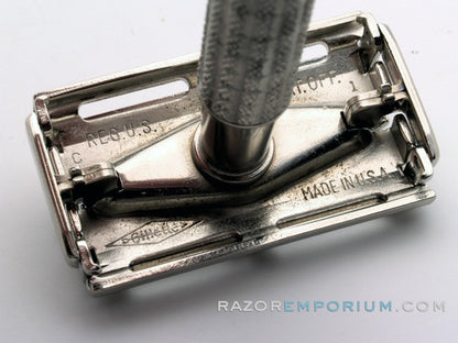 1957 C1 Gillette Flair Tip Super Speed Safety DE Razor | Factory Nickel Revamp