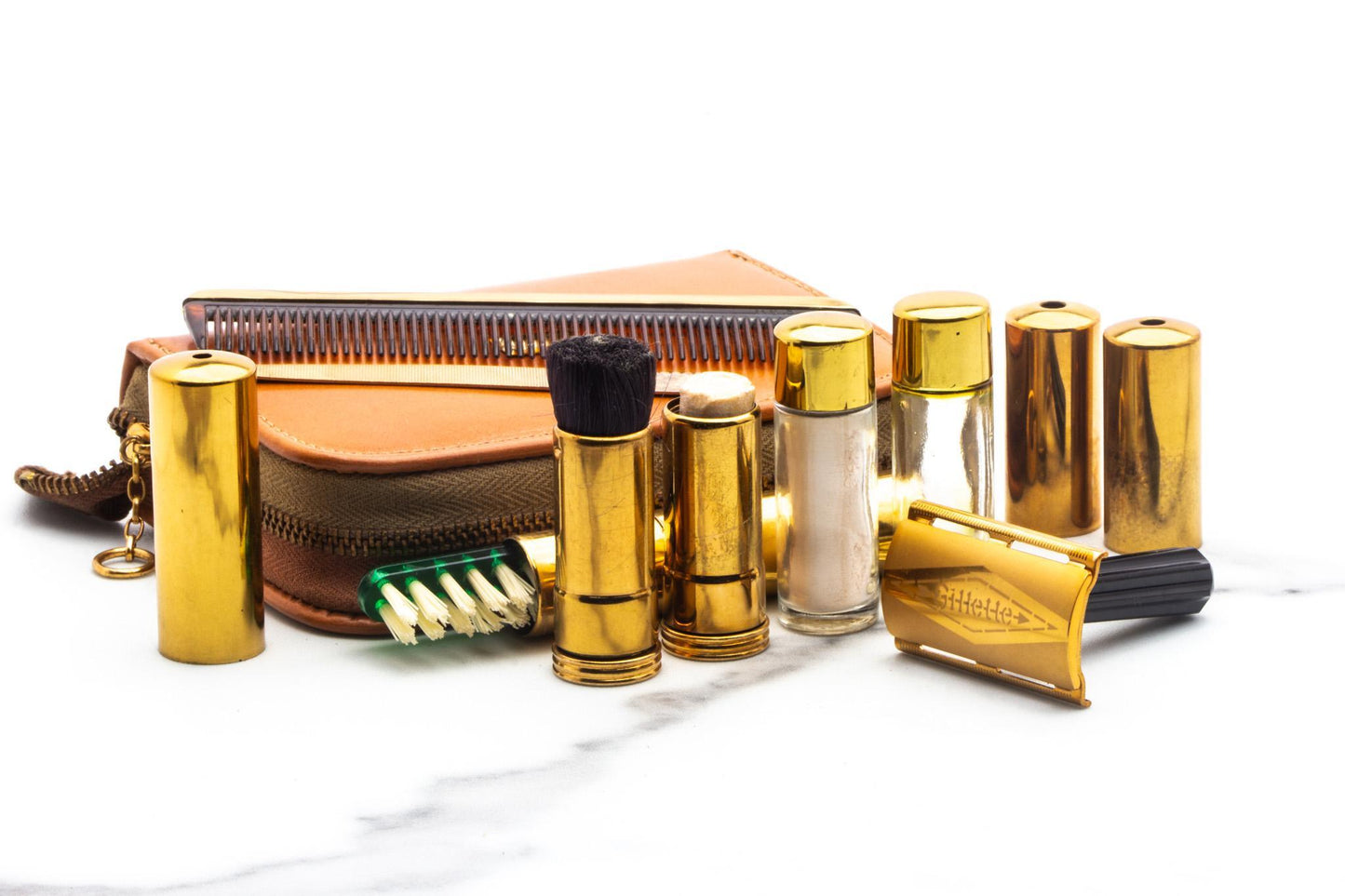 1954 X4 Gillette Tech Bakelite Handle Ultimate Travel Set | Original Condition