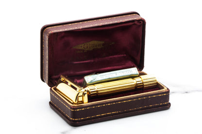 1946-47 Gillette Aristocrat Double Edge Safety Razor Set | 24K Gold Revamp