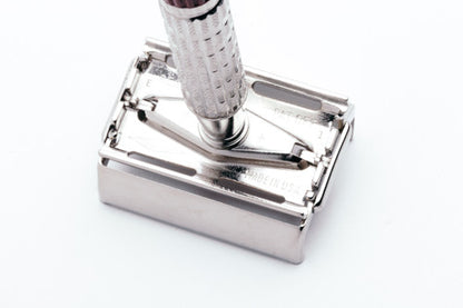 1959 E1 Gillette Red Tip Super Speed Double Edge Razor | Factory Nickel Revamp