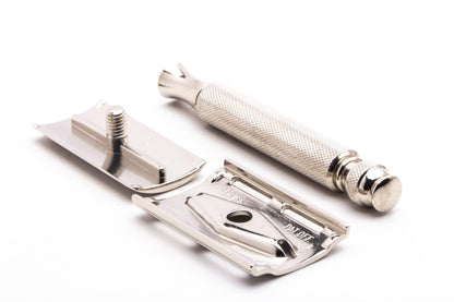 1960 F1 Gillette Ball End Tech DE Safety Razor | Factory Nickel Revamp