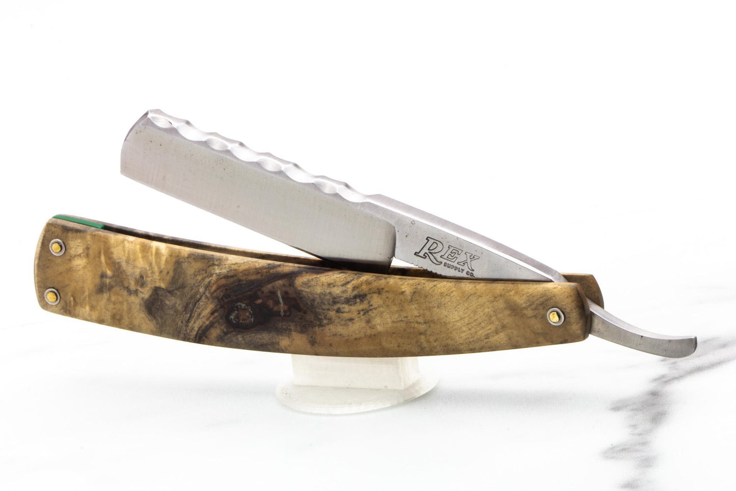 Rex Supply Co. |  5/8" Sovereign Steel Straight Edge Razor with Custom Wood/Epoxy Scales
