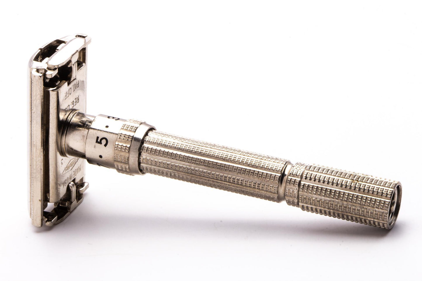 1963 I4 Gillette Slim Adjustable TTO Double Edge Safety Razor Set with Blades | Factory Nickel Revamp