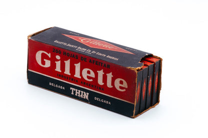 New Old Stock - 200 Gillette Thin Delgada - Made in Argentina - Double Edge Razor Blades