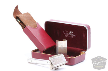 Valet Auto Strop Razor Set in Maroon Leather Case