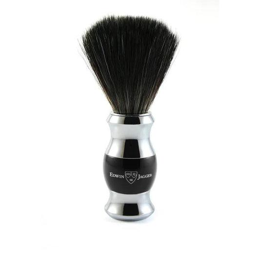 Edwin Jagger | Black & Chrome Shaving Brush (Black Synthetic)