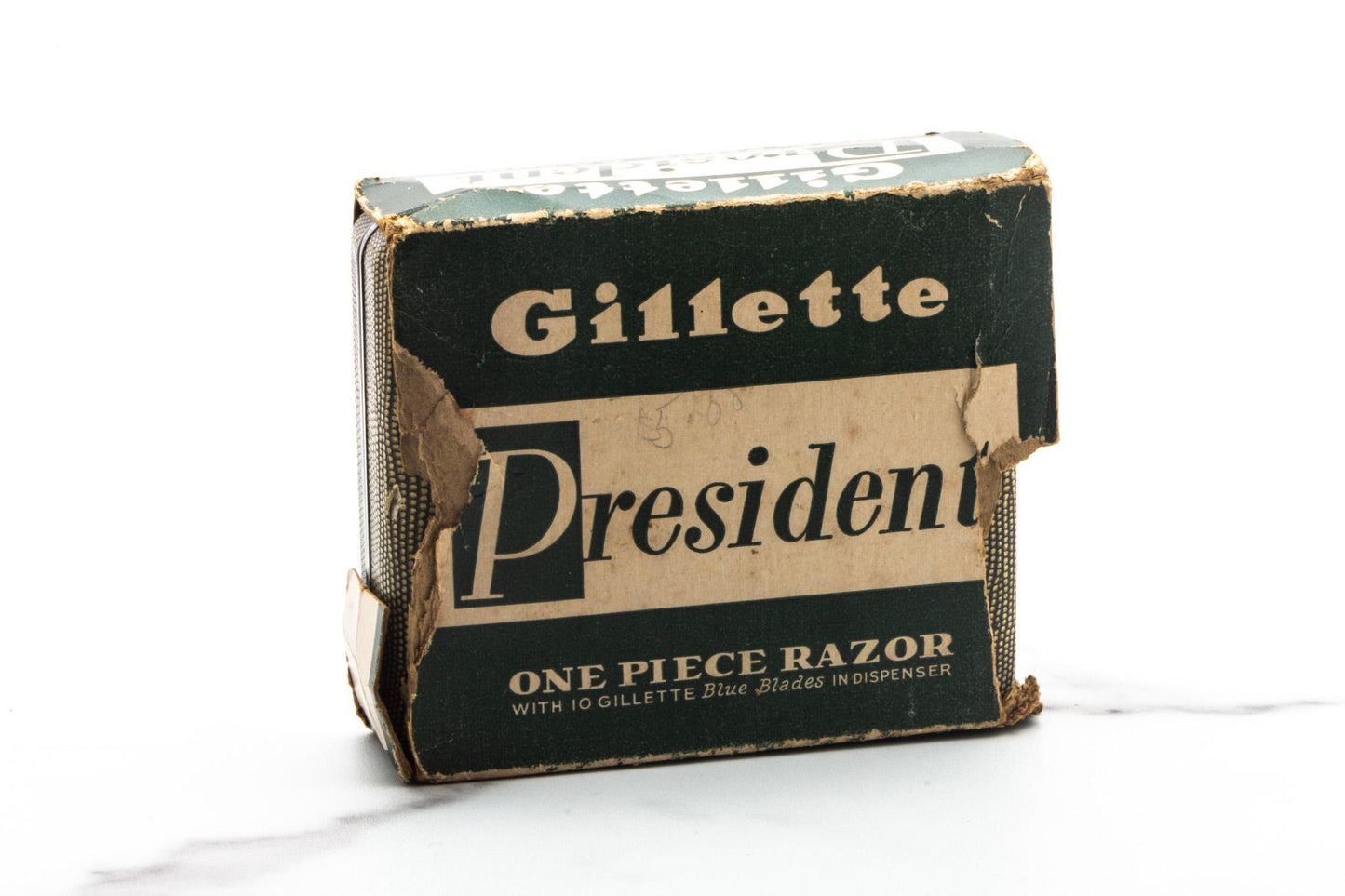1953 Y3 Gillette President Double Edge Safety Razor Set With Original Cardboard Shipper | Rhodium Revamp