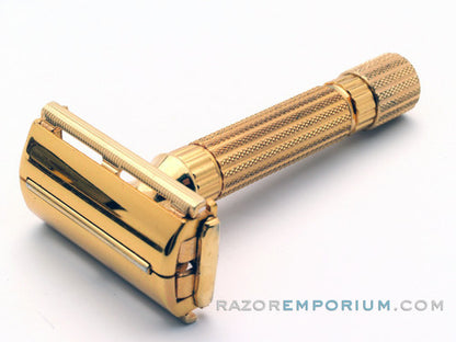1948-1951 Gillette Aristocrat DE Safety Razor W/ Leather Case & Blade Bank | Original Gold Plating