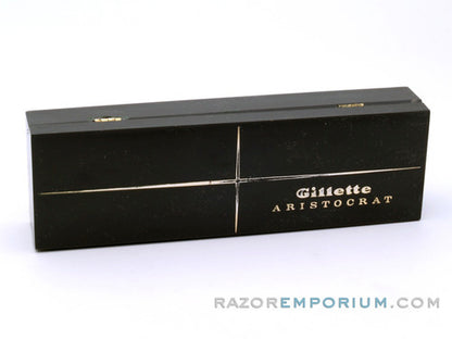 1964 J3 Gold Gillette Slim Adjustable Aristocrat Safety Razor W/ Case & Bladebank