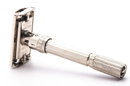 1963 I4 Gillette Slim Adjustable Double Edge Safety Razor | Factory Nickel Revamp