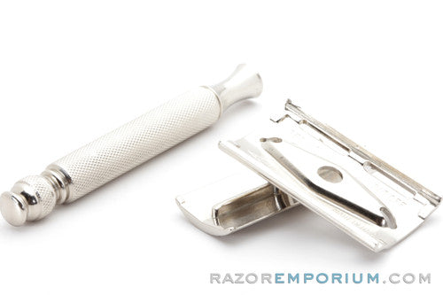 1959 Gillette DE Ball End Tech Safety Razor E2 | Factory Nickel