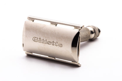 1964 J2 Gillette Ball End Travel Safety Razor Set In Red Leather Case | Original Condition