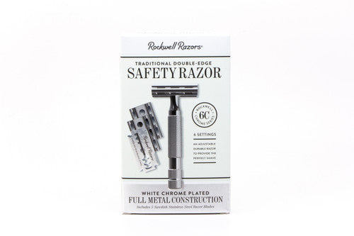 Rockwell 6C White Chrome Adjustable Double Edge Safety Razor