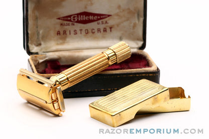 1946-47 Gillette Aristocrat Double Edge Safety Razor Original Set