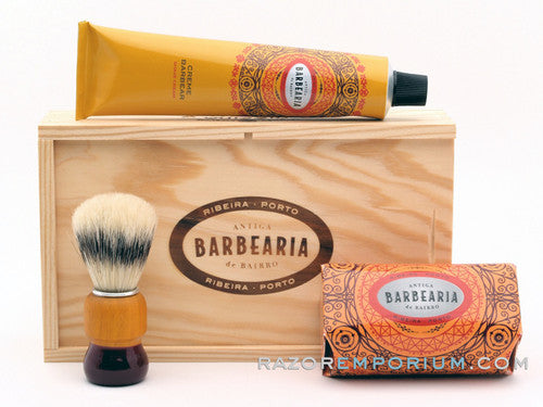 Antiga Barbearia de Bairro Classic Shaving Set Ribeira Porto (Orange) w/ Wood Box