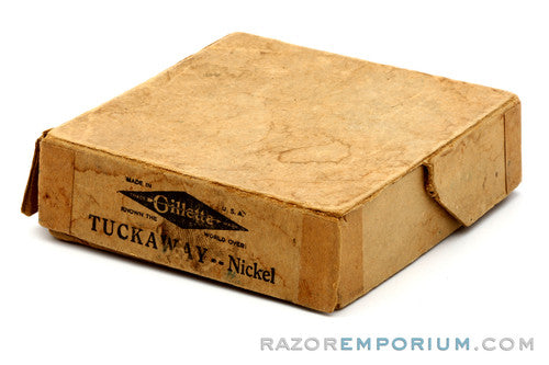 1930's Gillette NEW Deluxe Norfolk Tuckaway DE Safety Razor Set w/ Blade Bank & Original Box