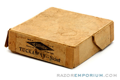 1930's Gillette NEW Deluxe Norfolk Tuckaway DE Safety Razor Set w/ Blade Bank & Original Box