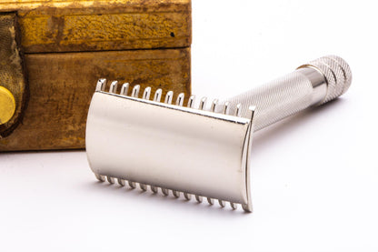 1900's Gillette Single Ring Double Edge Safety Razor Set |Factory Nickel Revamp