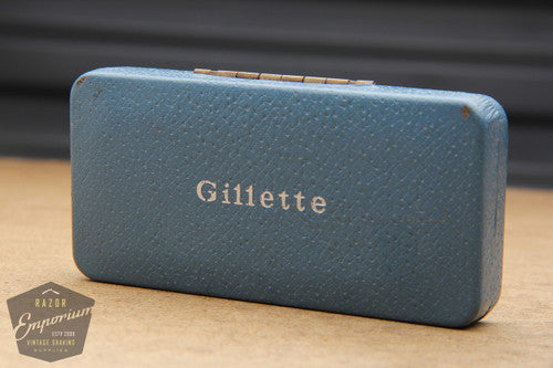 Gillette 1960's Spiral Handle Ball End Tech Safety Razor w/ Blue Case - Made in England
