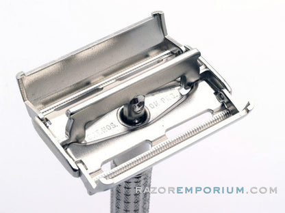 1959 E4 Gillette Flair Tip Super Speed Safety DE Razor | Factory Nickel Revamp