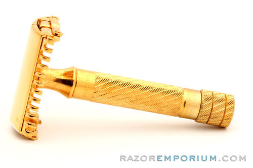 1934 Gillette Aristocrat Bulldog Open Comb w/ Gold Case & Blade Bank | 24K Gold Revamp