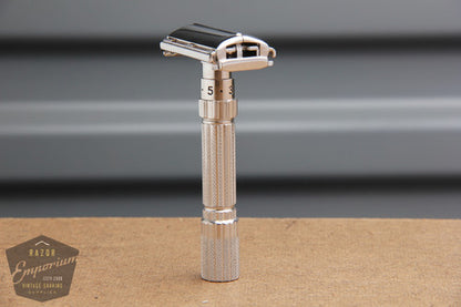 Gillette 1960 Fatboy Adjustable TTO Safety Razor  **  Rhodium REVAMPED