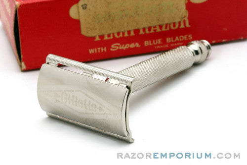 1962 Gillette Ball End Tech DE Safety Razor MINT