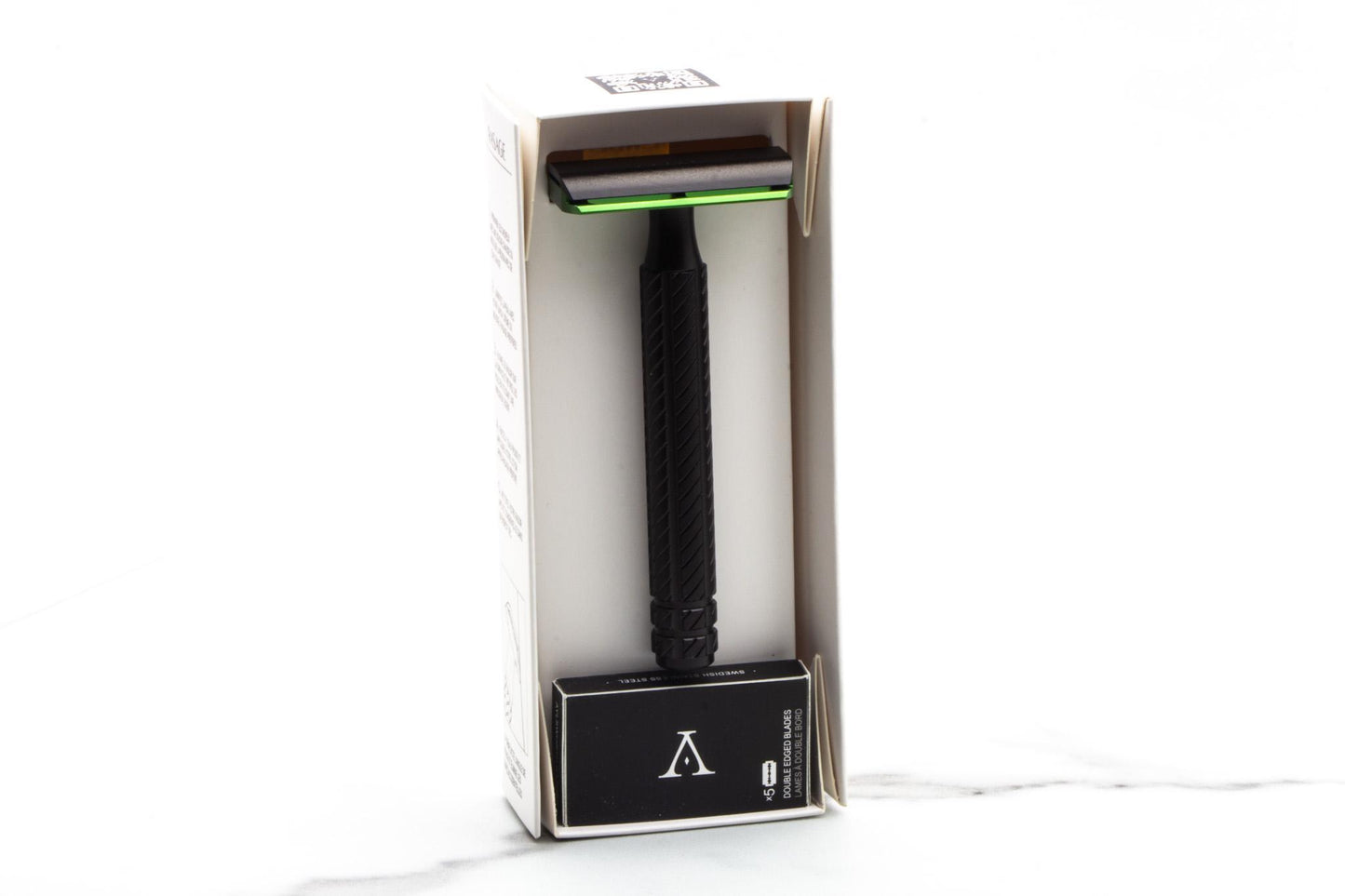 Ayslworth Razor | APEX-AL Double Edge Safety Razor -  Jet Black Gamer Green Classic  V2