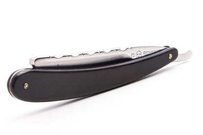 6/8" Gustave Lalune Straight Razor "English Archer" Blackwood Scales w/ Engraved Barbers Notch