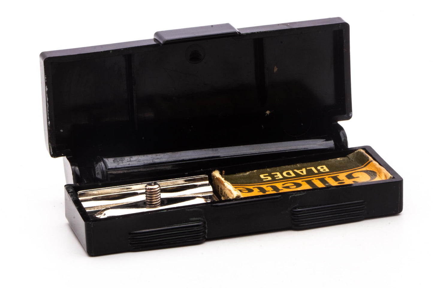 1940's WWII Gillette Tech Safety Razor with Black Plastic Handle & Case | Original Condition