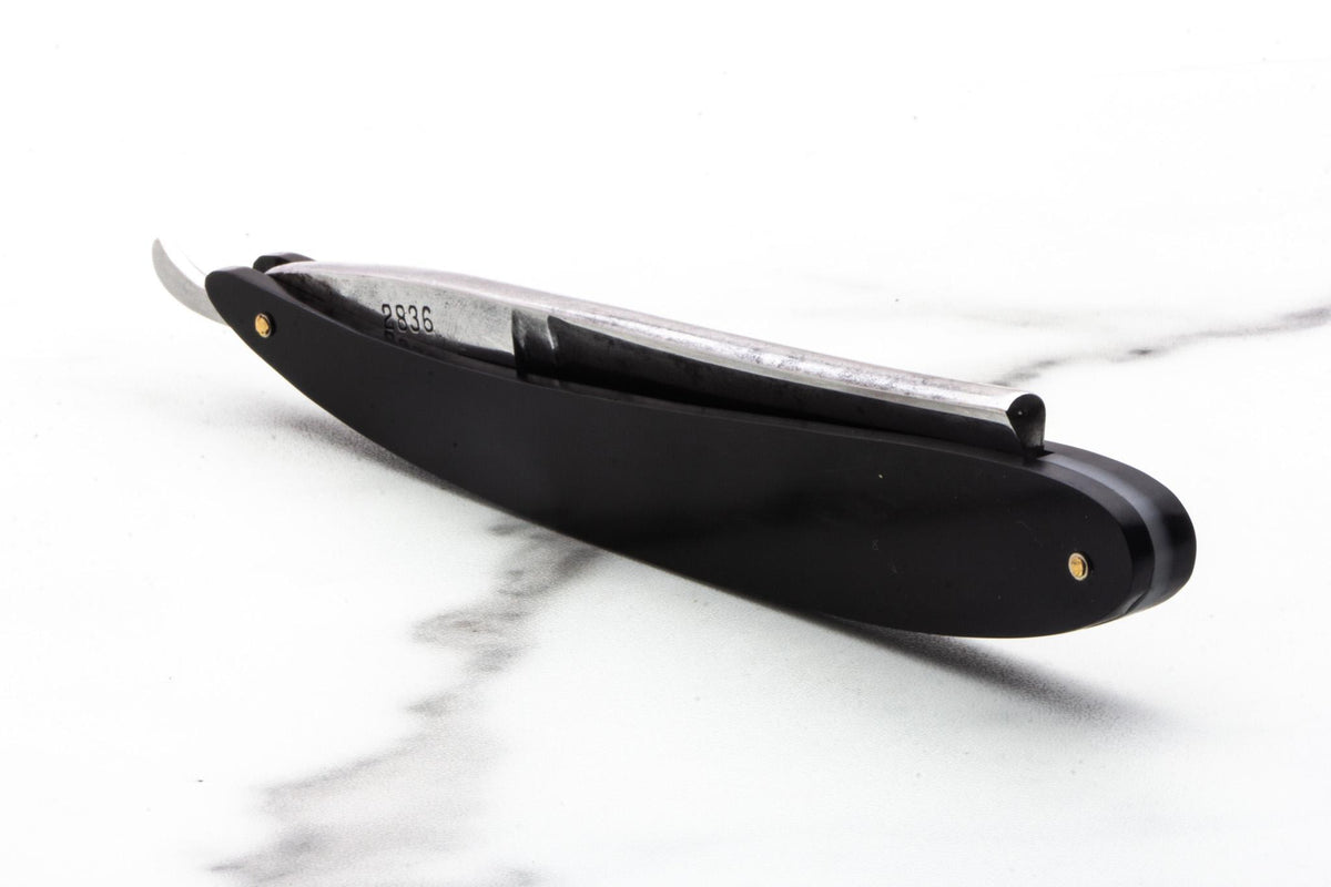 6/8" Vintage Restored Antoni Tadross 2836 Straight Razor With Black Acrylic Scales