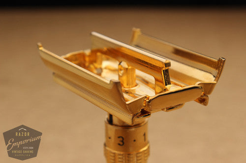 Gillette 1965 Slim Adjustable Safety Razor J4 * 24K Gold REVAMPED